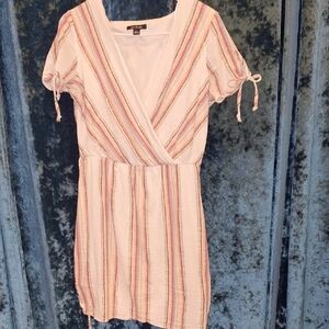 City Studio White Dress with Striped Accents